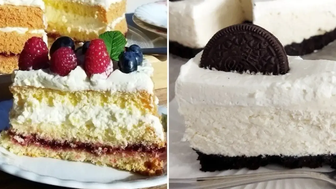 Dwa pyszne ciasta: biszkopt z owocami i kremem, oraz sernik Oreo. Idealne na szybkie ciasto z serkiem mascarpone.