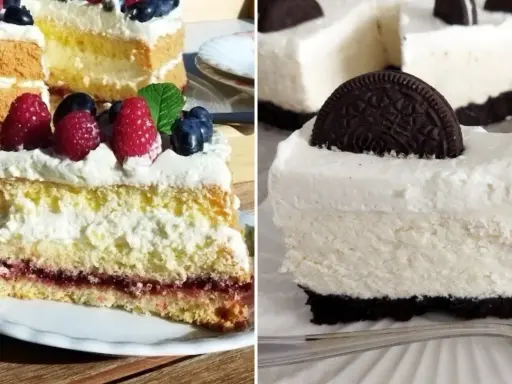Dwa pyszne ciasta: biszkopt z owocami i kremem, oraz sernik Oreo. Idealne na szybkie ciasto z serkiem mascarpone.